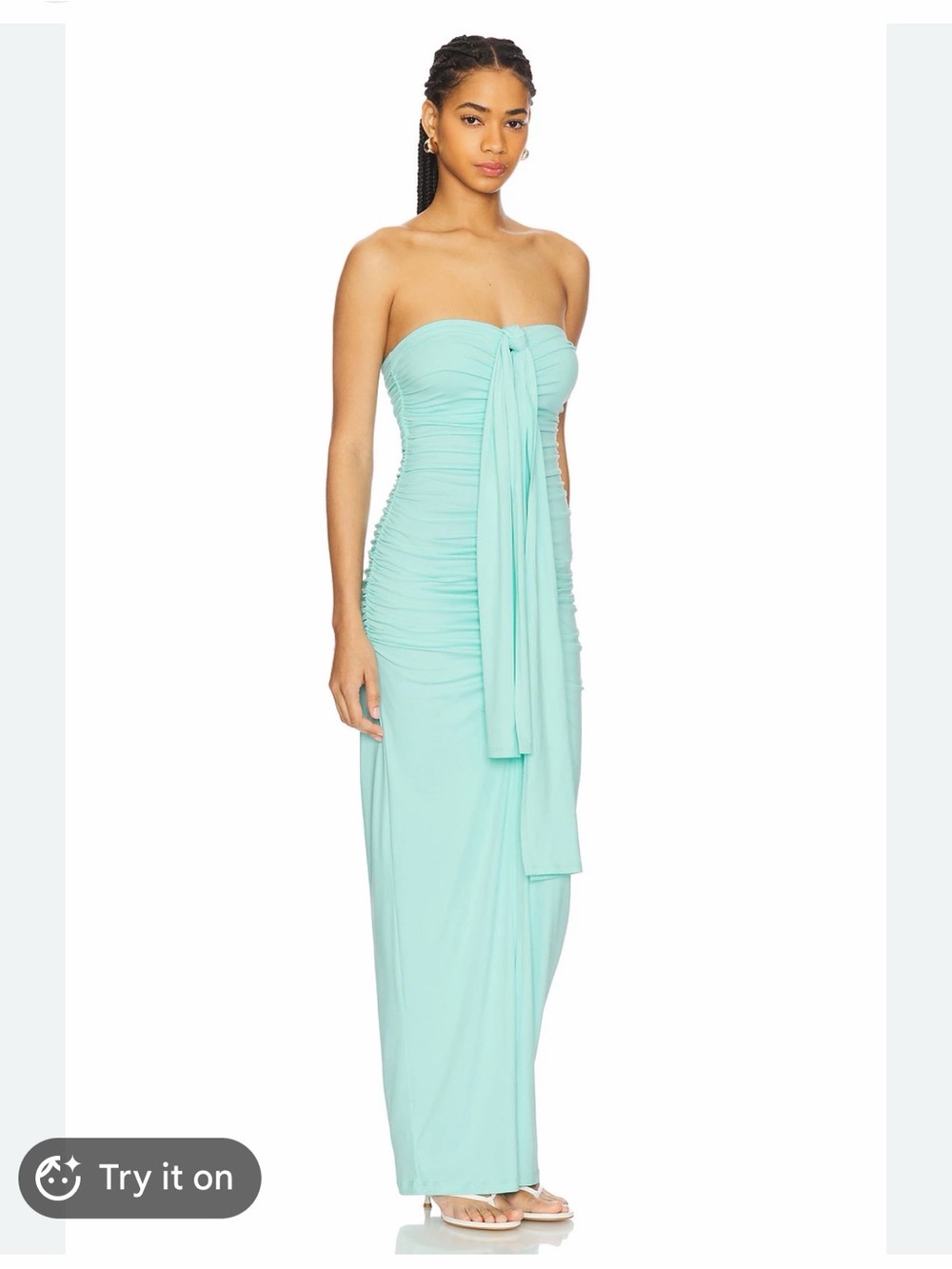 NWT - Susana Monaco - Women’s Strapless Center Gathered Tie Maxi Dress Mint - XS
